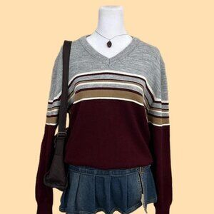 vintage 80s striped retro indie skate light weight knit sweater